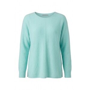 Alpaca Wool Sweater BIANCO&BLU  Women L Blue Boat Neck Italy Soft Cozy Fisherman